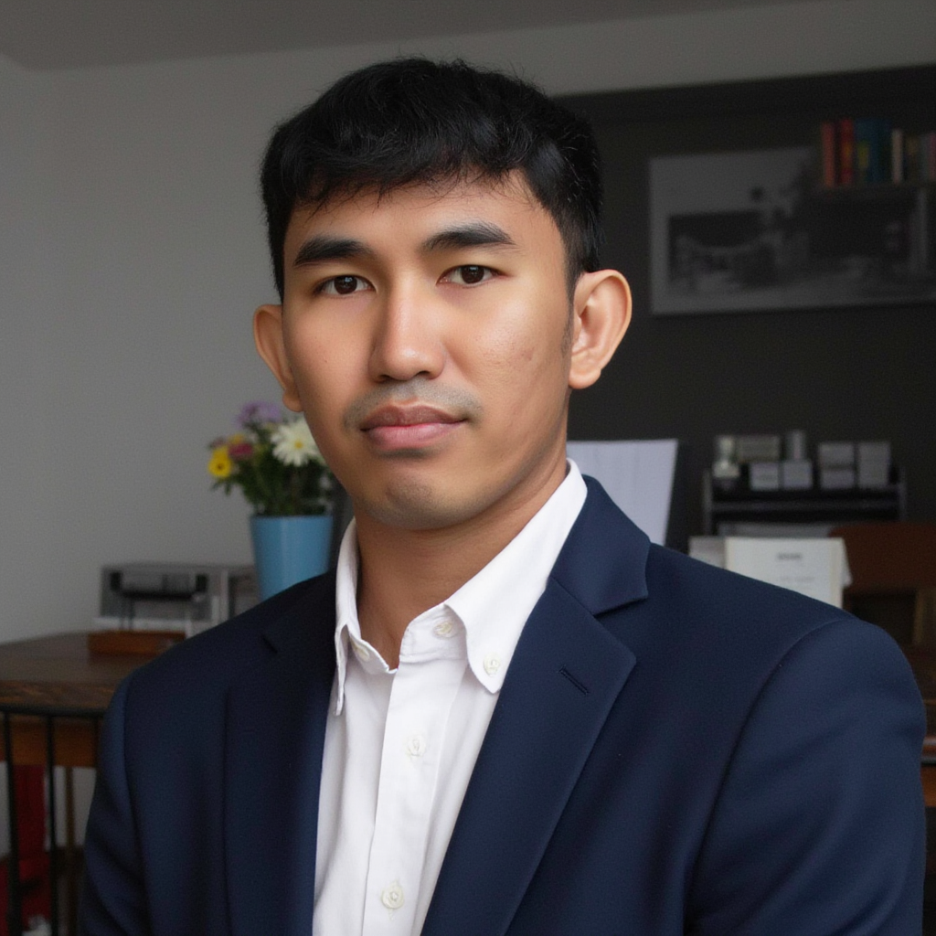 Iqbal Wearing blue suit with white tshirt standing infront of camera