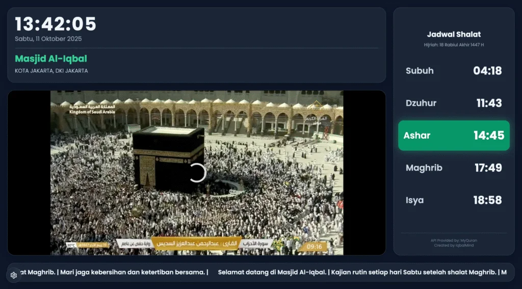 Digital Signage Jadwal Shalat
